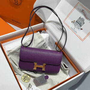 hm0385 Hermes Constance Shoulder Bag Purple Gold Hardware