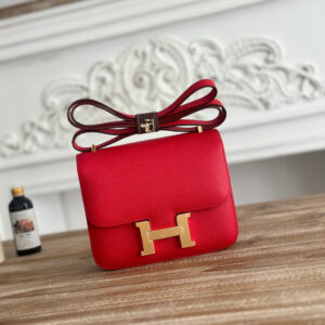 hm0388 Hermes Constance Shoulder Bag Red Silver Hardware