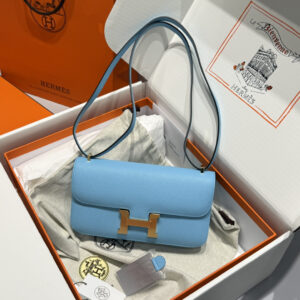 hm0393 Hermes Constance Shoulder Bag Blue Gold Hardware