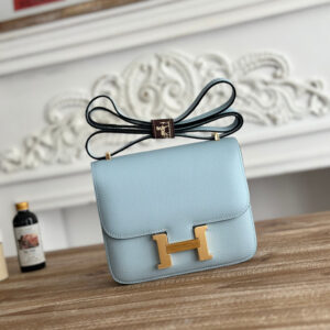 hm0394 Hermes Constance Shoulder Bag Blue Silver Hardware