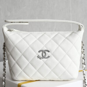 bag0288 Chanel Hobo White Silver Hardware