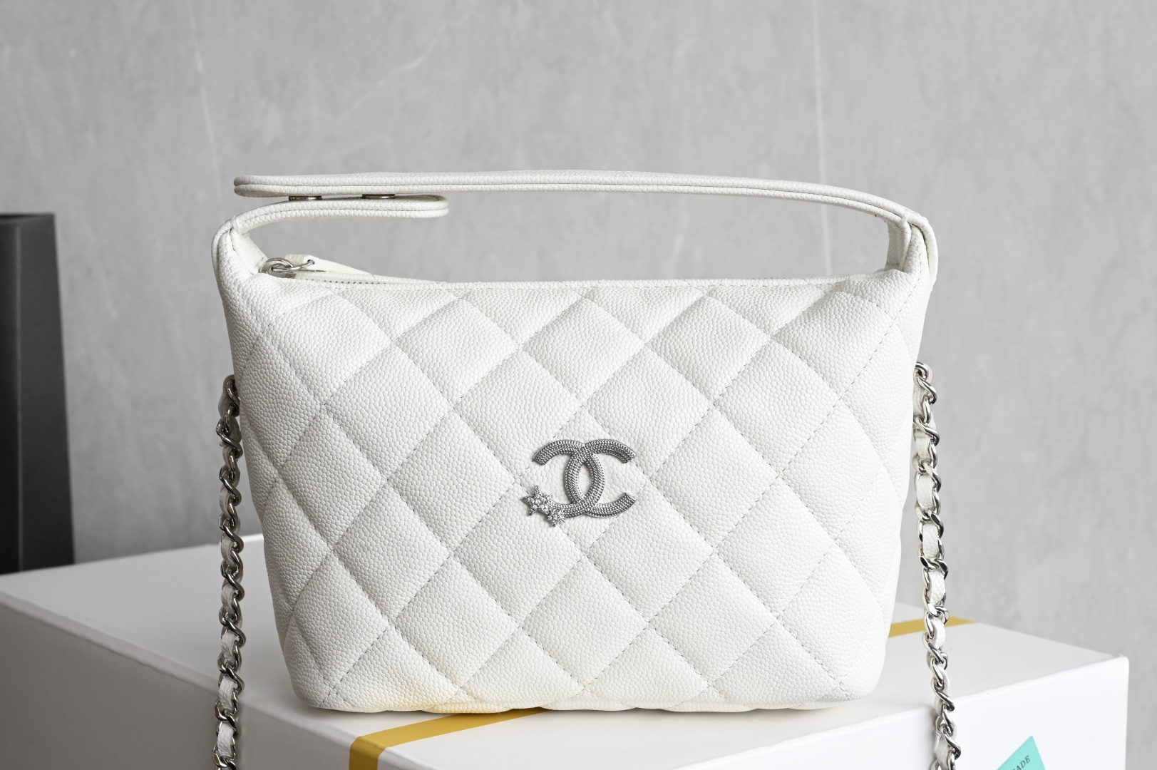bag0288 Chanel Hobo White Silver Hardware