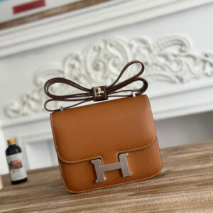 hm0402 Hermes Constance Shoulder Bag Gold Brown Gold Brown Brown Silver Hardware