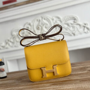 hm0410 Hermes Constance Shoulder Bag Yellow Silver Hardware