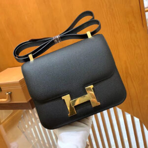 hm0412 Hermes Constance Shoulder Bag Black Gold Hardware