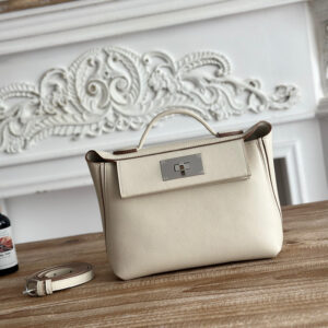 hm0451 Hermes Evelyne Shoulder Bag Milkshake White White Silver Hardware