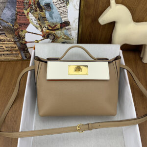 hm0455 Hermes Evelyne Shoulder Bag Milk Tea Milk Tea White Gold Hardware