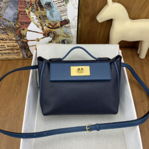 hm0459 Hermes Evelyne Shoulder Bag Navy Blue Blue Gold Hardware