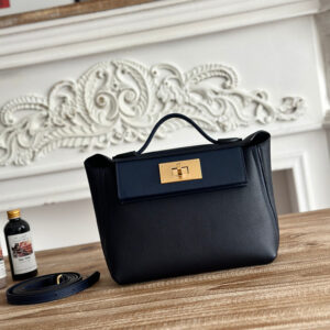 hm0460 Hermes Evelyne Shoulder Bag Navy Blue Blue Gold Hardware