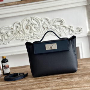 hm0461 Hermes Evelyne Shoulder Bag Navy Blue Blue Silver Hardware