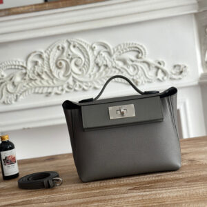 hm0463 Hermes Evelyne Shoulder Bag Gray Silver Hardware