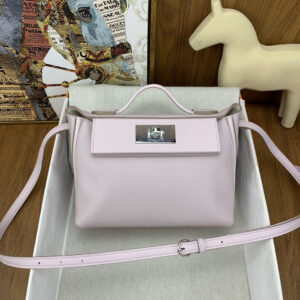 hm0468 Hermes Evelyne Shoulder Bag White Pink Purple Silver Hardware