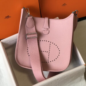 hm0469 Hermes Evelyne Shoulder Bag Pink Silver Hardware