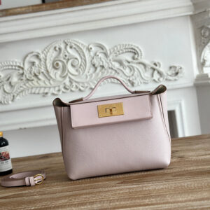 hm0470 Hermes Evelyne Shoulder Bag Pink Purple Gold Hardware