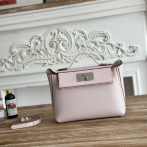 hm0471 Hermes Evelyne Shoulder Bag Pink Purple Silver Hardware