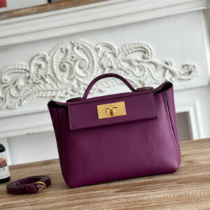 hm0472 Hermes Evelyne Shoulder Bag Purple Gold Hardware