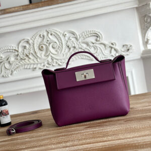 hm0473 Hermes Evelyne Shoulder Bag Purple Silver Hardware