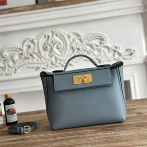 hm0479 Hermes Evelyne Shoulder Bag Blue Gold Hardware