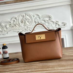 hm0483 Hermes Evelyne Shoulder Bag Gold Brown Brown Gold Hardware