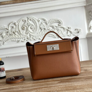 hm0484 Hermes Evelyne Shoulder Bag Gold Brown Brown Silver Hardware