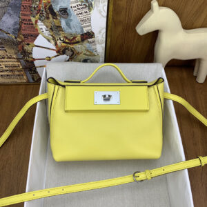 hm0491 Hermes Evelyne Shoulder Bag Yellow Silver Hardware