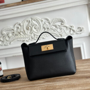 hm0493 Hermes Evelyne Shoulder Bag Black Gold Hardware