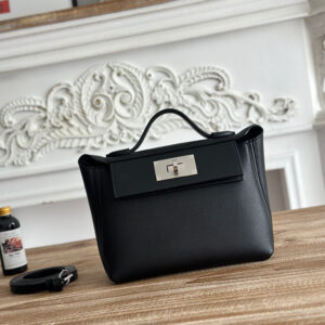 hm0494 Hermes Evelyne Shoulder Bag Black Silver Hardware