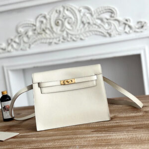 hm0502 Hermes Kelly Danse Shoulder Bag Milkshake White White Gold Hardware