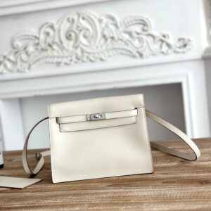 hm0503 Hermes Kelly Danse Shoulder Bag Milkshake White White Silver Hardware