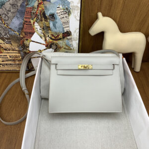 hm0508 Hermes Kelly Danse Shoulder Bag Pearl Gray Gray Gold Hardware