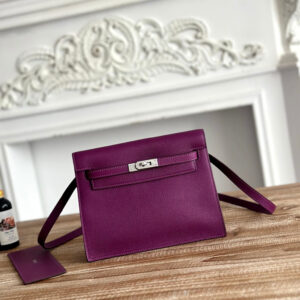 hm0516 Hermes Kelly Danse Shoulder Bag Purple Silver Hardware