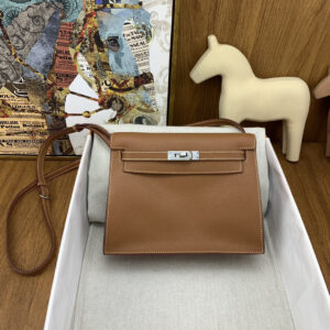 hm0521 Hermes Kelly Danse Shoulder Bag Gold Brown Brown Silver Hardware