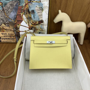hm0524 Hermes Kelly Danse Shoulder Bag Yellow Silver Hardware