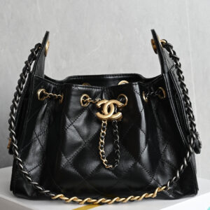 bag0301 Chanel 25 Bag Hobo Black Gold Hardware