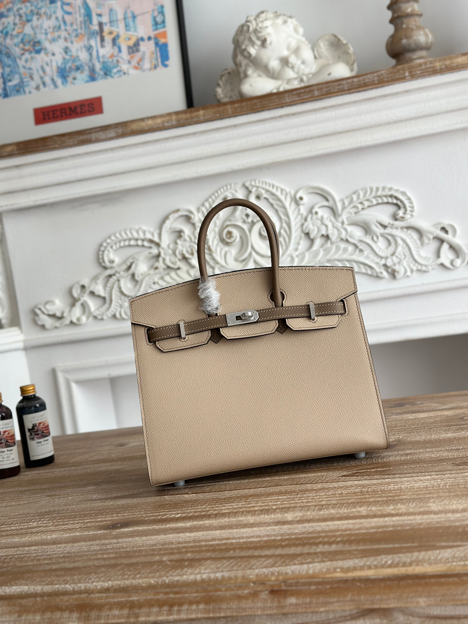 hm0550 Hermes Birkin Top Handle Bag Etoupe Gray Trench Gray Multicolor Silver Hardware