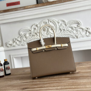 hm0551 Hermes Birkin Top Handle Bag Milkshake White Etoupe Gray Multicolor Gold Hardware