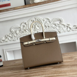 hm0552 Hermes Birkin Top Handle Bag Milkshake White Etoupe Gray Multicolor Silver Hardware