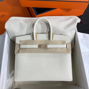 hm0555 Hermes Birkin Top Handle Bag Milkshake White White Rose Gold Hardware