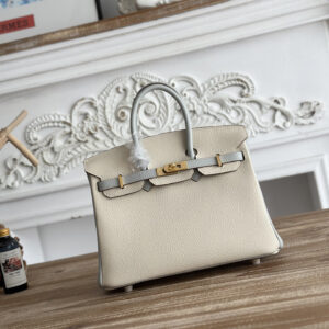 hm0560 Hermes Birkin Top Handle Bag Milkshake White White Blue Gold Hardware
