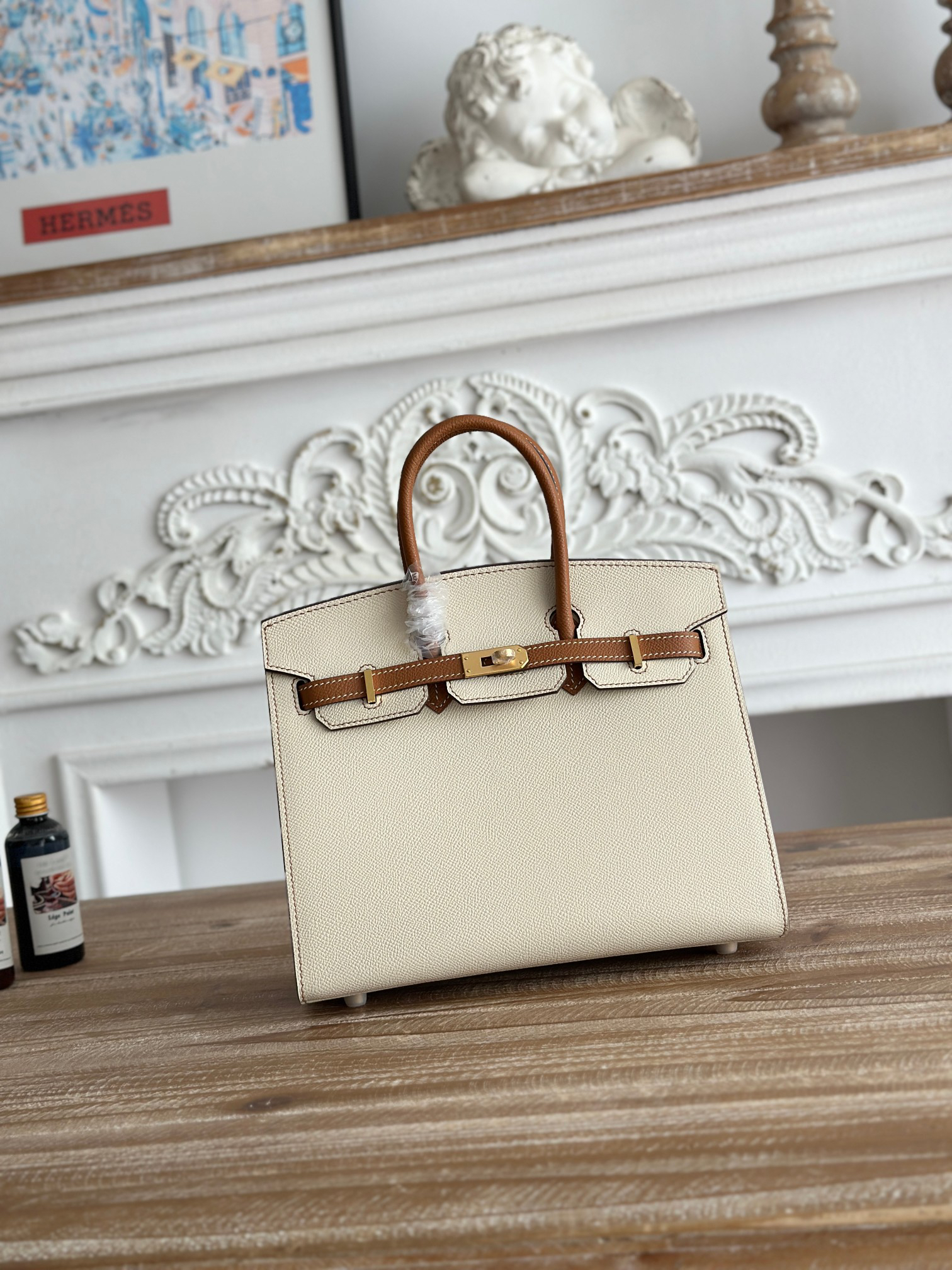 hm0562 Hermes Birkin Top Handle Bag Milkshake White Gold Brown Multicolor Gold Hardware