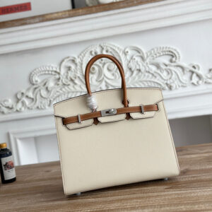 hm0563 Hermes Birkin Top Handle Bag Milkshake White Gold Brown Multicolor Silver Hardware