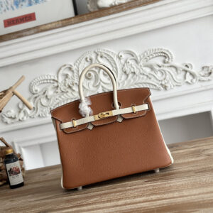 hm0564 Hermes Birkin Top Handle Bag Milkshake White Gold Brown White Gold Hardware