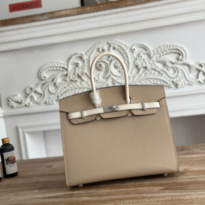hm0566 Hermes Birkin Top Handle Bag Milkshake White Trench Gray Multicolor Silver Hardware