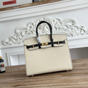 hm0567 Hermes Birkin Top Handle Bag Milkshake White Black Multicolor Gold Hardware
