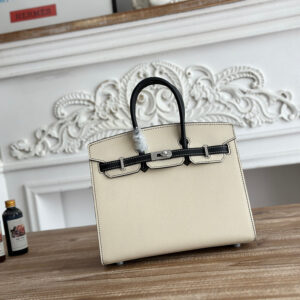 hm0568 Hermes Birkin Top Handle Bag Milkshake White Black Multicolor Silver Hardware