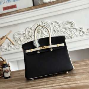 hm0569 Hermes Birkin Top Handle Bag Milkshake White Black White Gold Hardware