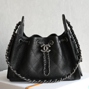 bag0305 Chanel 25 Bag Hobo Mini Black Silver Hardware