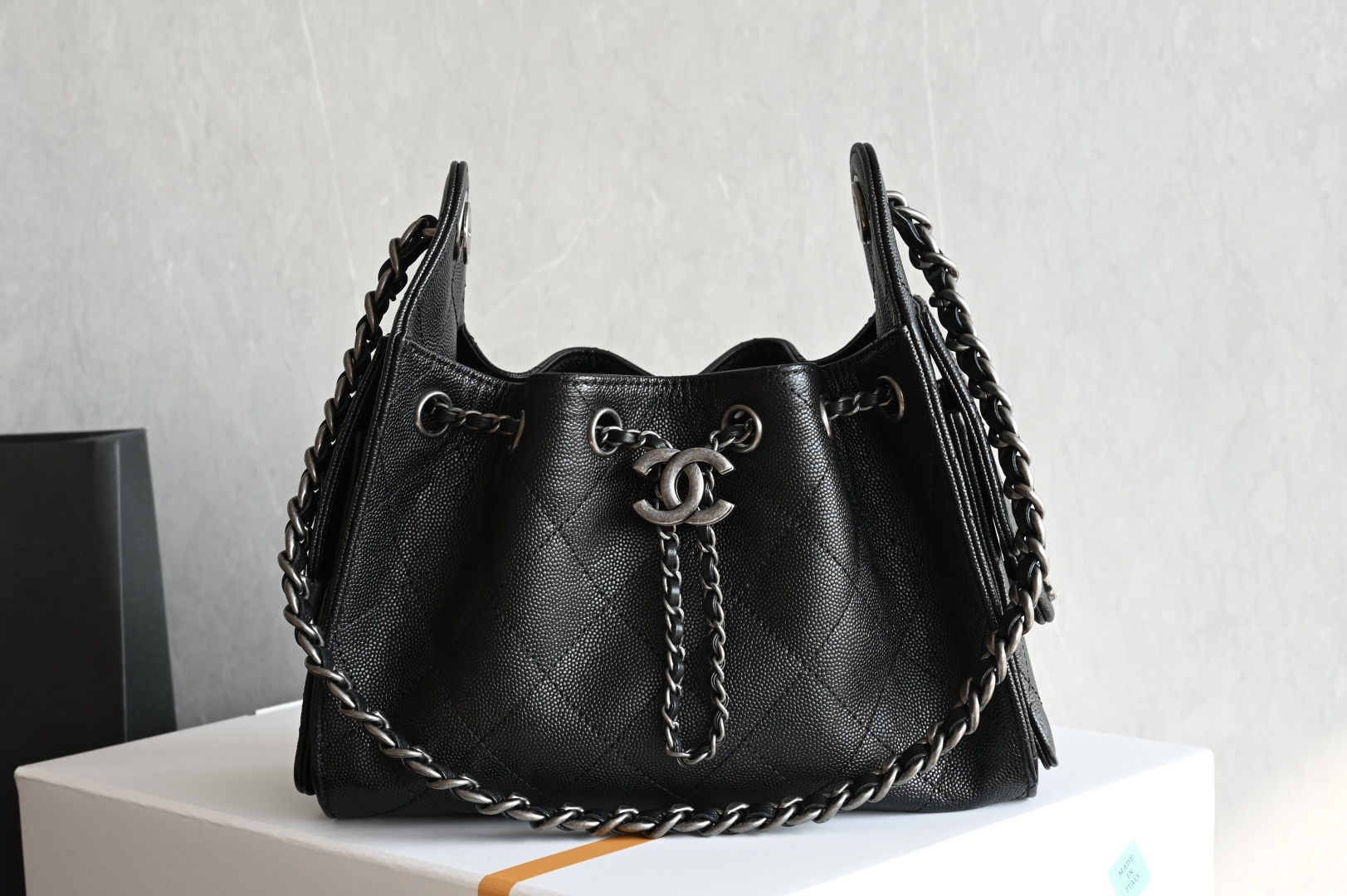 bag0305 Chanel 25 Bag Hobo Mini Black Silver Hardware