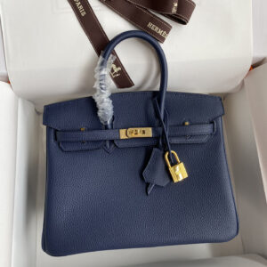 hm0579 Hermes Birkin Top Handle Bag Navy Blue Blue Silver Hardware