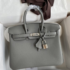 hm0582 Hermes Birkin Top Handle Bag Gray Silver Hardware